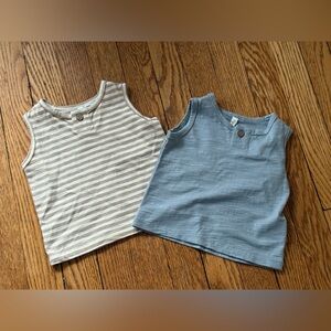Rylee + Cru Tan Striped and Blue Tank Tops - Size 0-3 Months